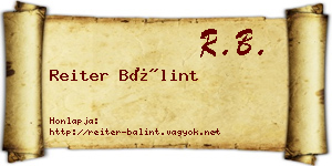 Reiter Bálint névjegykártya